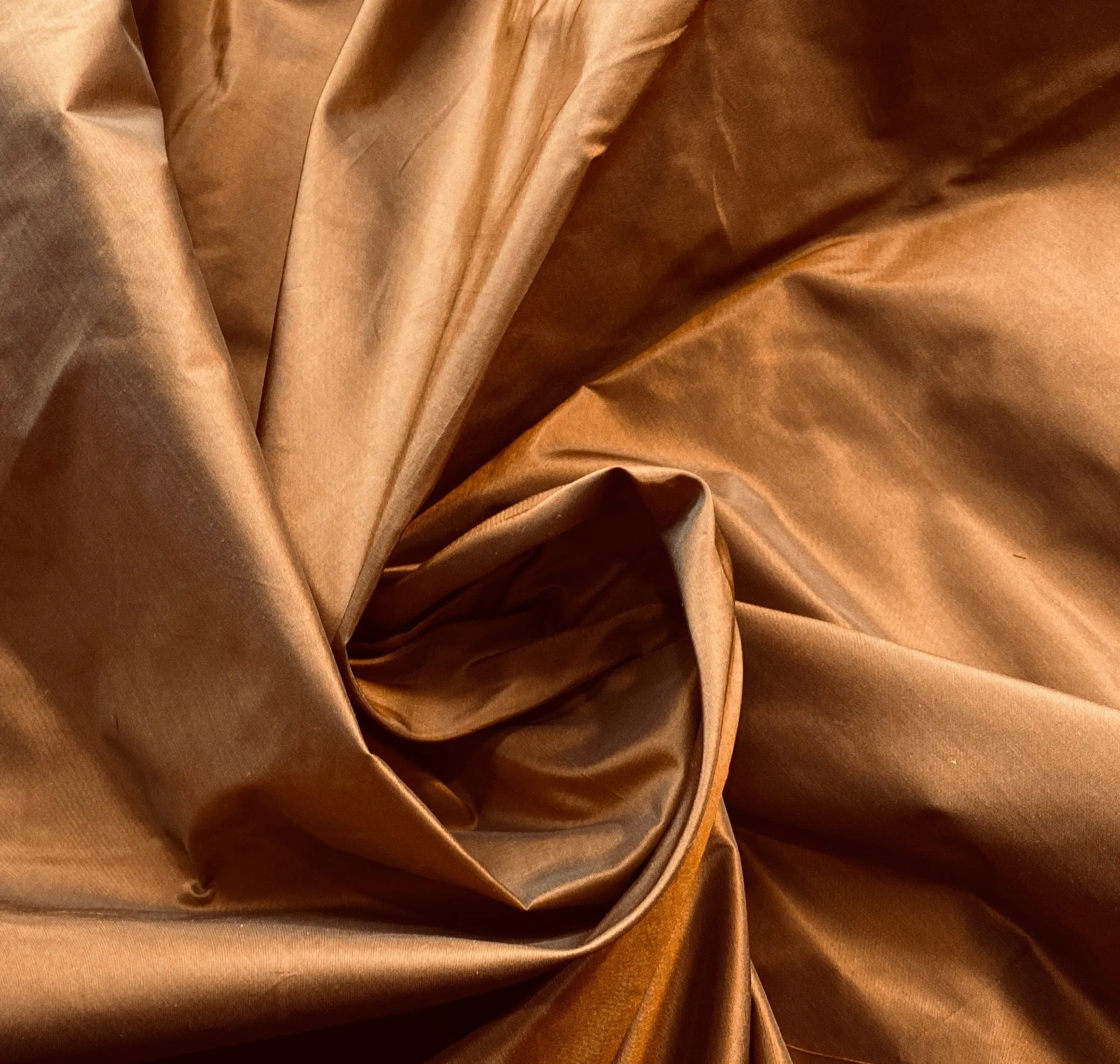 1 Yard Remnant- Lady Lisa Designer 100% Silk Taffeta Fabric in Copper with Gray Iridescence