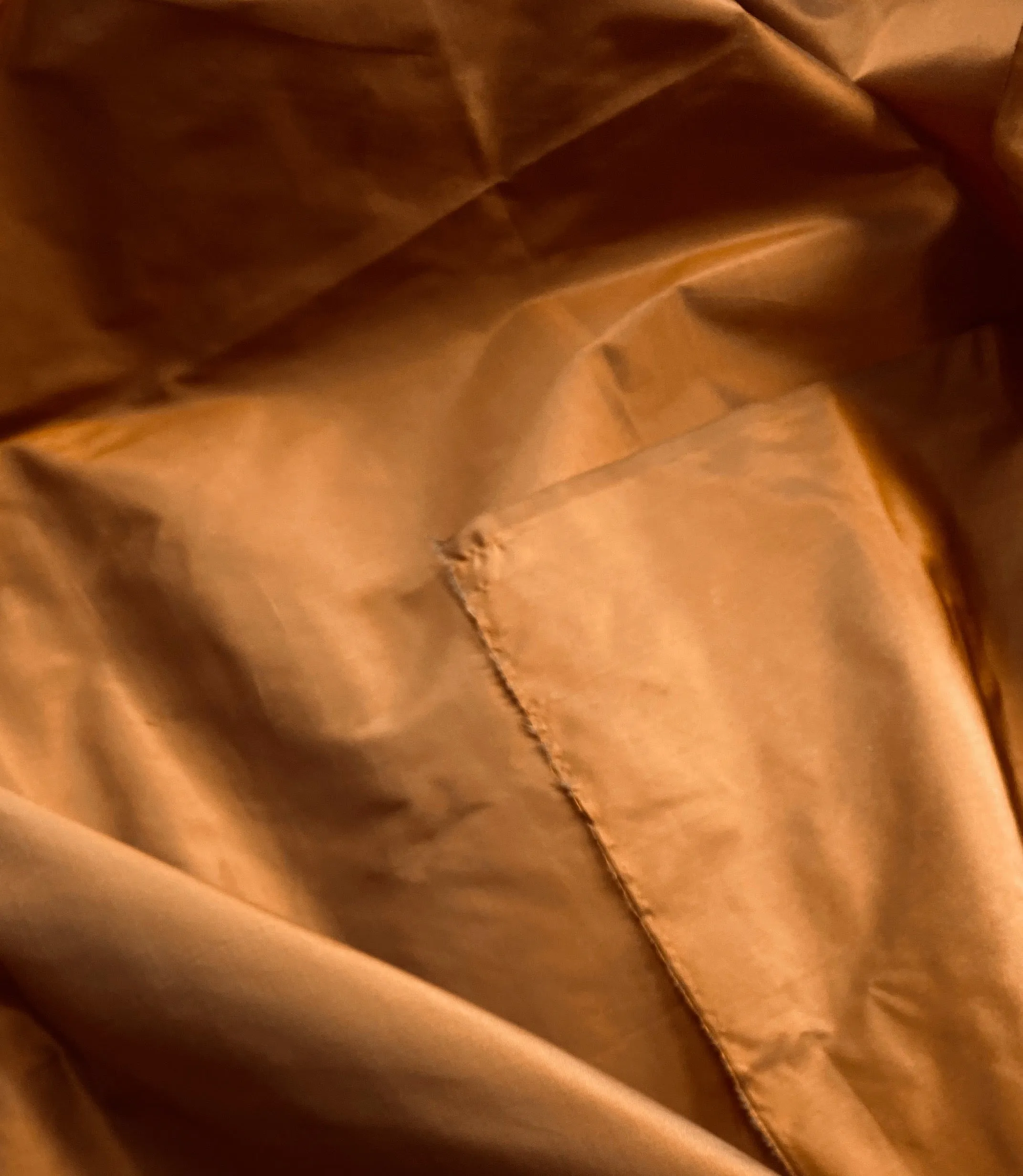 1 Yard Remnant- Lady Lisa Designer 100% Silk Taffeta Fabric in Copper with Gray Iridescence