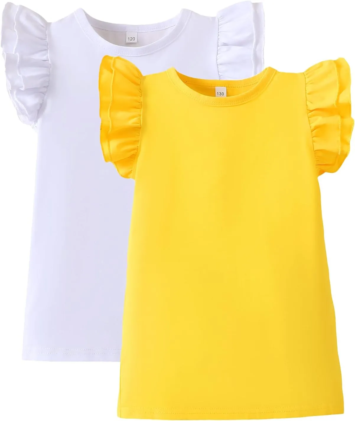 2-6t Toddler Girl Ruffle Shirts Puff Sleeve Shirt Girls Shirts Solid Color Cotton Blouse