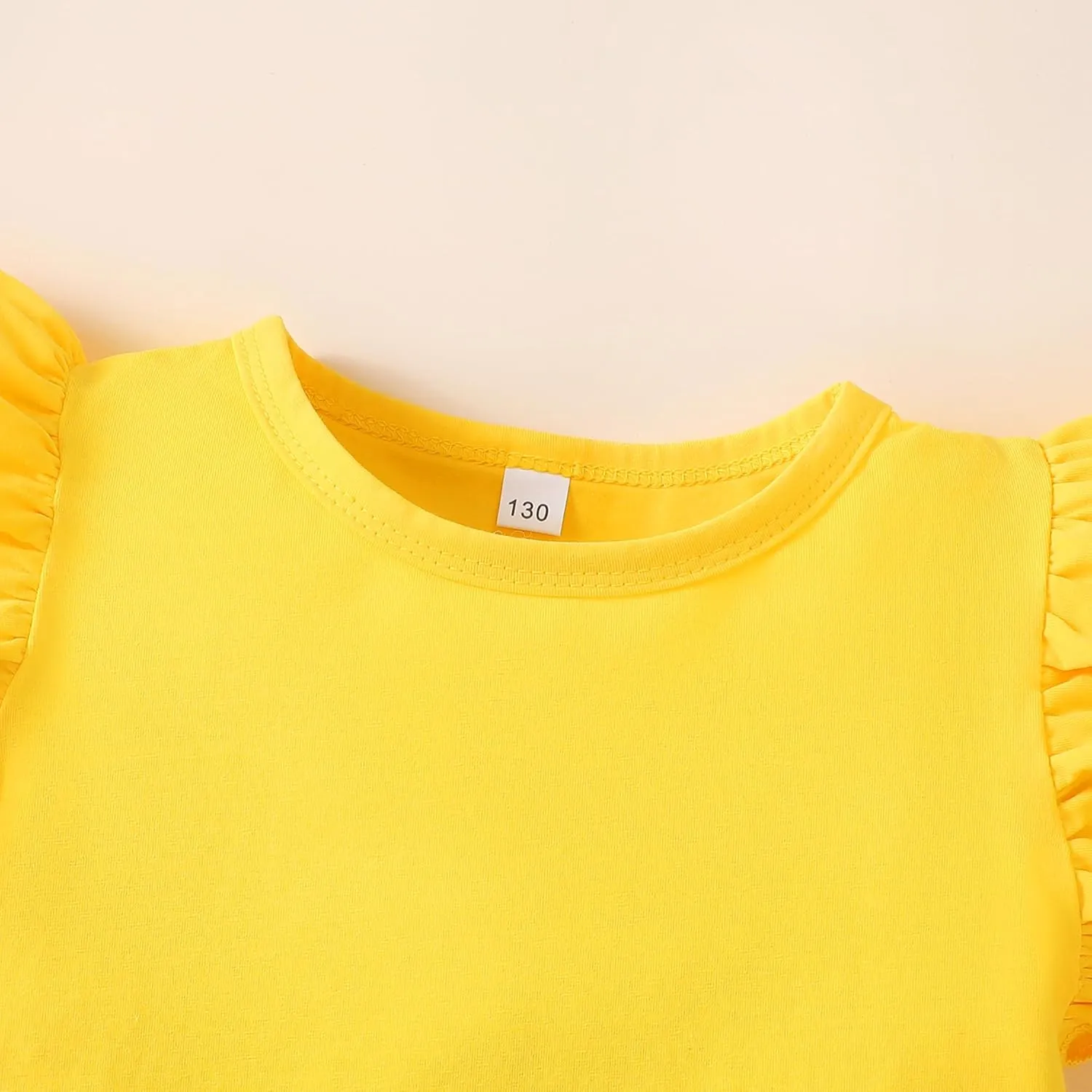 2-6t Toddler Girl Ruffle Shirts Puff Sleeve Shirt Girls Shirts Solid Color Cotton Blouse