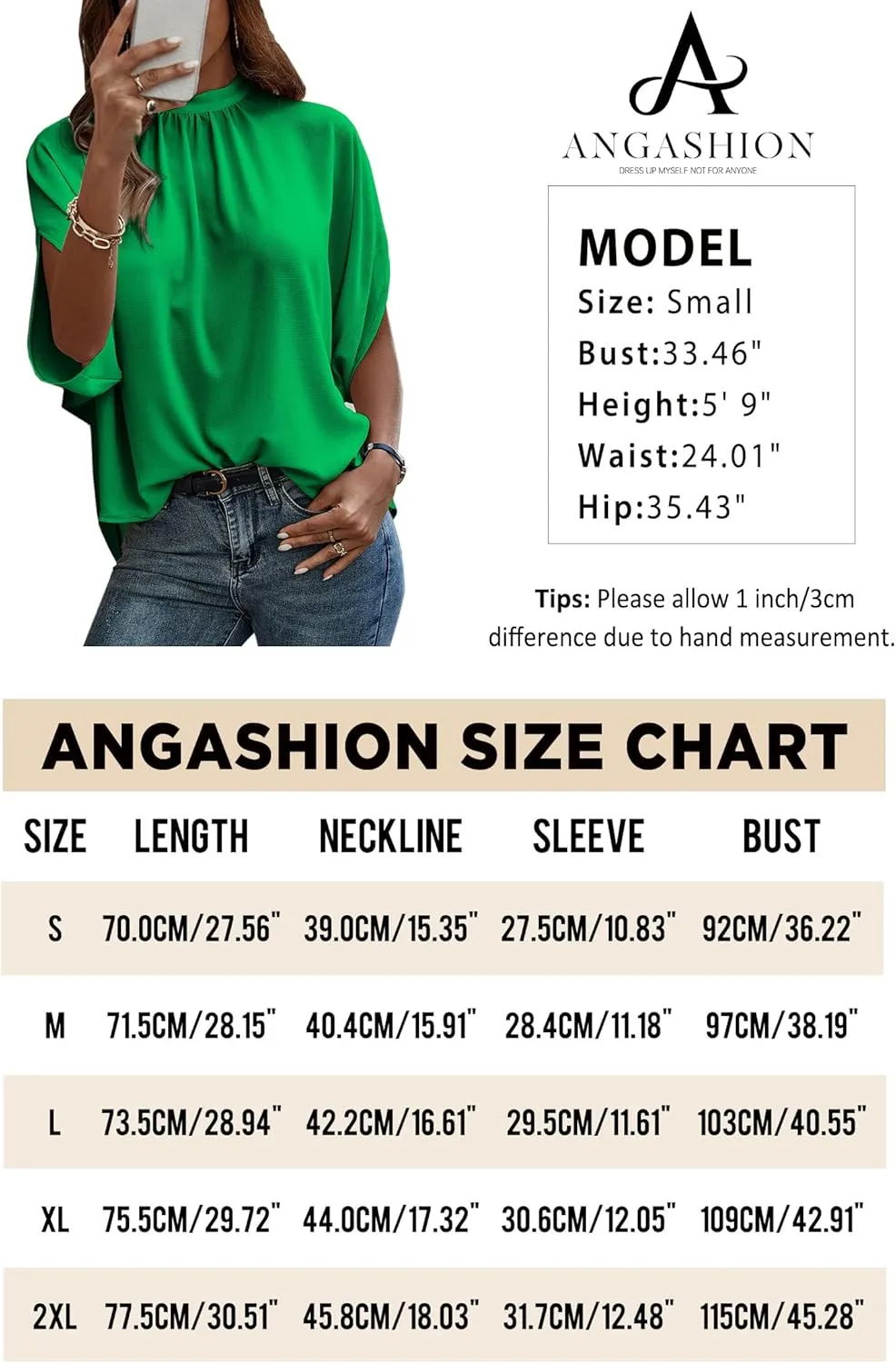 Angashion Womens Tops, Short Sleeve Casual Summer Top Solid Color Self Tie Loose Fit Drape Tunic Blouses Shirts