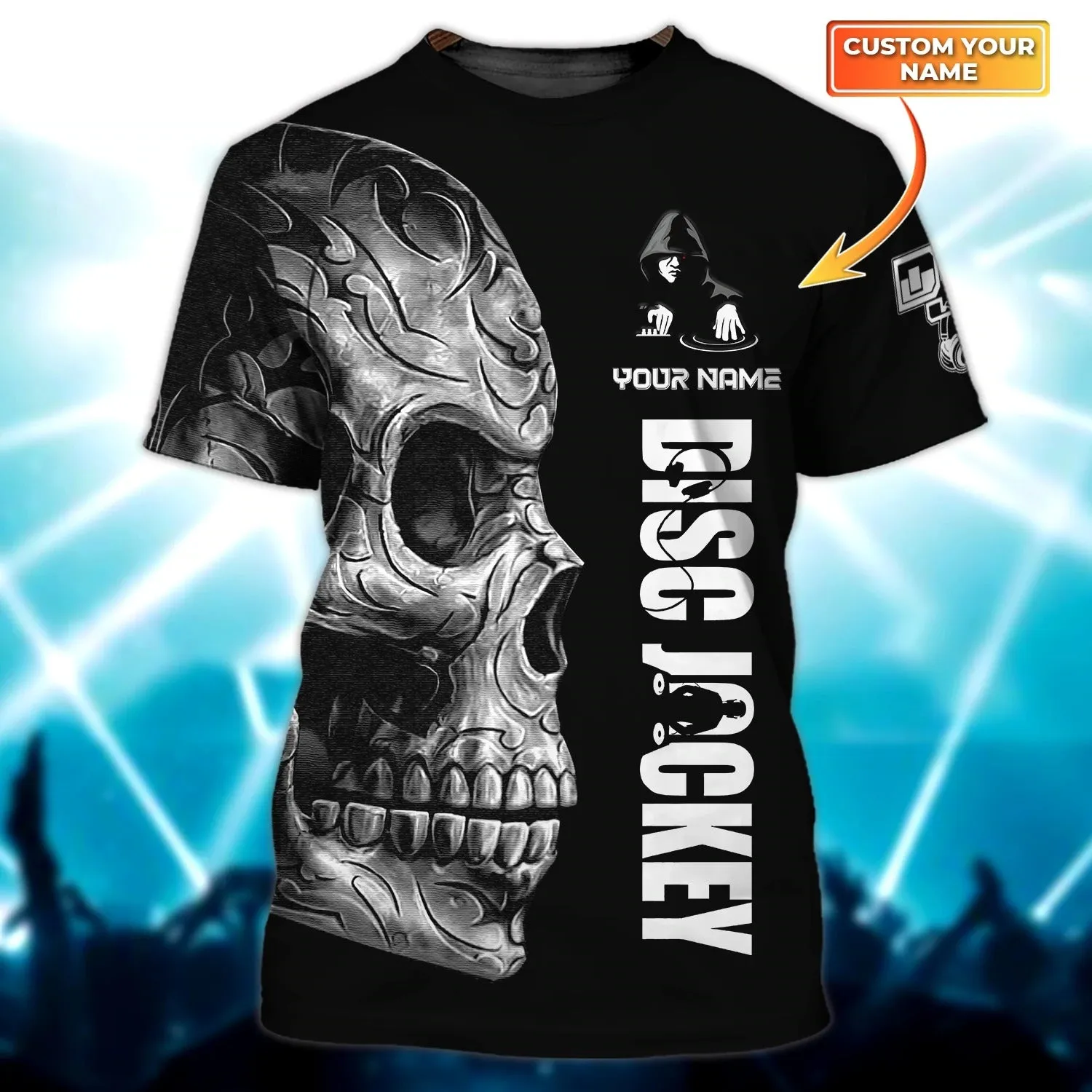 Black 3D Tshirt For Disc Jockey, Dj Man 3D All Over Print Shirts, Nonstop T Shirt, Gift To Dj Musican