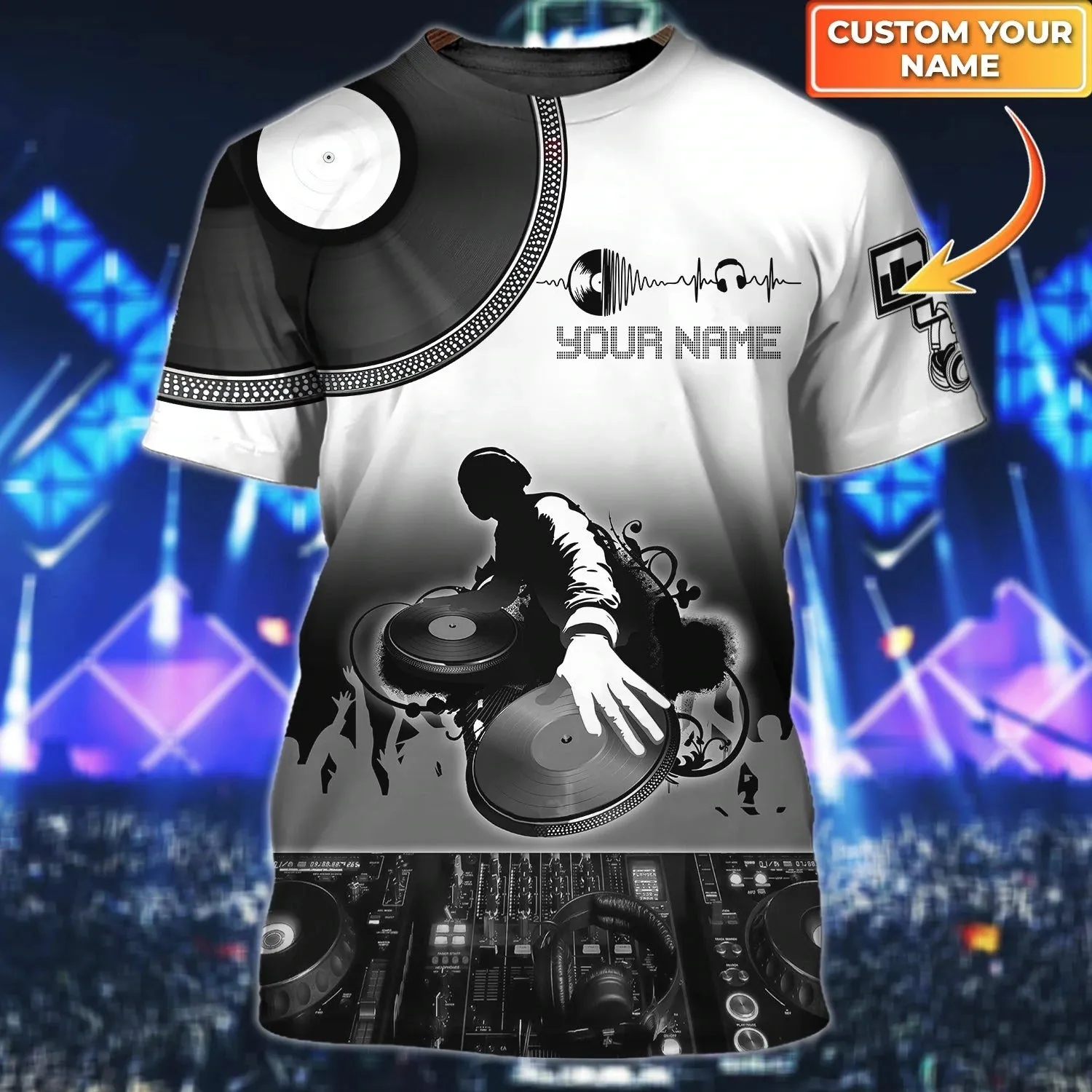 Black 3D Tshirt For Disc Jockey, Dj Man 3D All Over Print Shirts, Nonstop T Shirt, Gift To Dj Musican