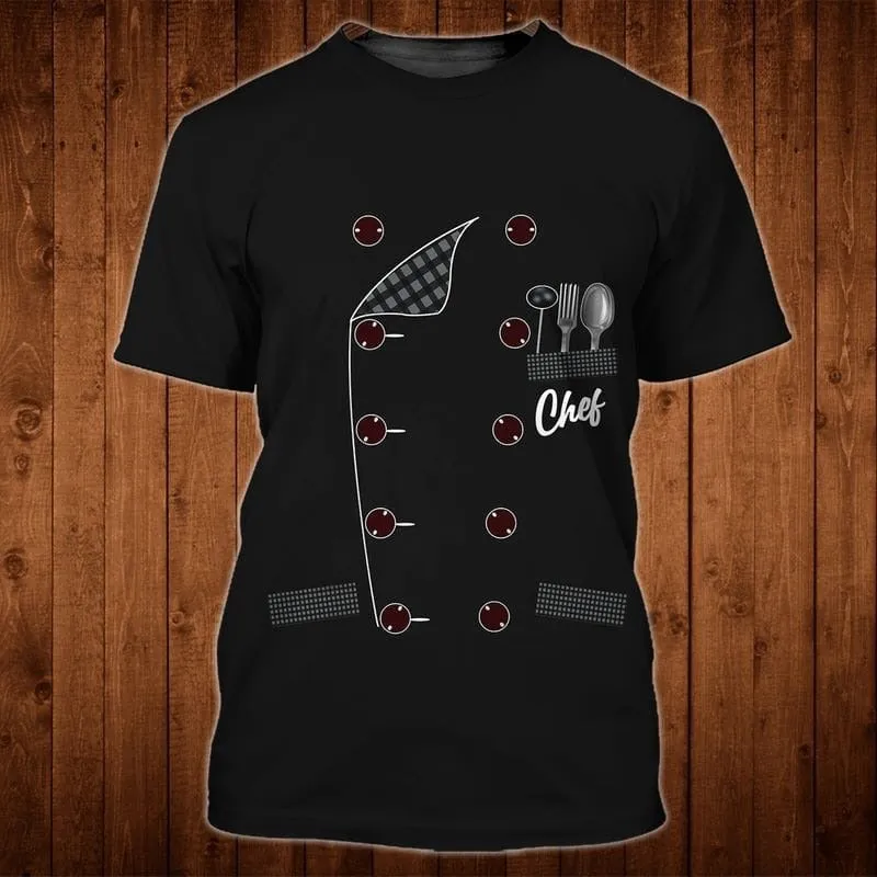 Black Chef Coat 3D All Over Print T Shirt, Master Chef Shirts