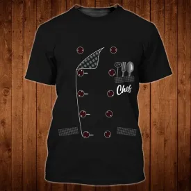 Black Chef Coat 3D All Over Print T Shirt, Master Chef Shirts