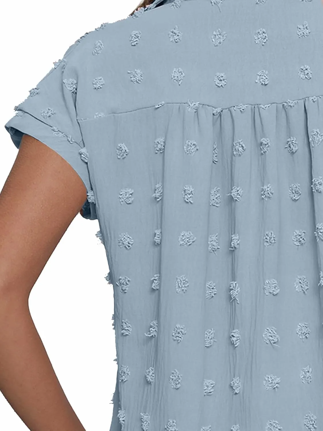 BOTHENIAL Women White Button Down Shirt Dressy Casual Work Tops Chiffon Blouse Summer Short Sleeve Shirts