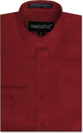 Boys Long Sleeve Solid Color Dress Shirts