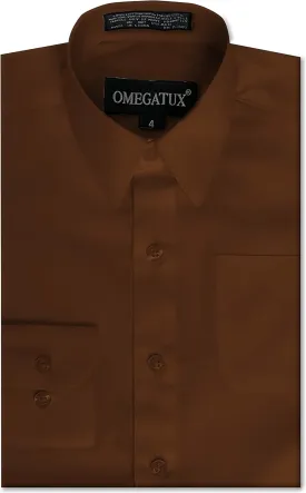 Boys Long Sleeve Solid Color Dress Shirts