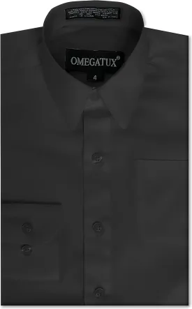 Boys Long Sleeve Solid Color Dress Shirts