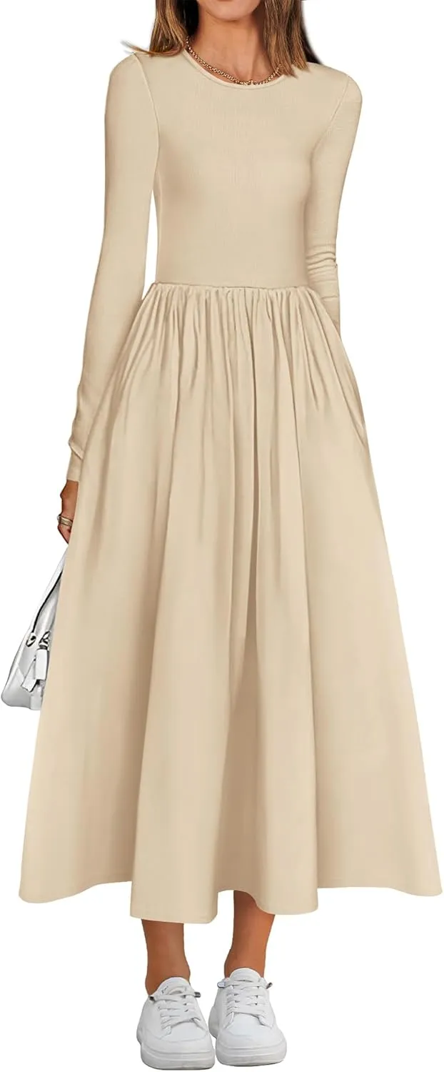 BTFBM Casual Long Sleeve Dresses Spring Dresses 2025 Wedding Guest Dress Midi Dress Flowy Bohemian Long Dress