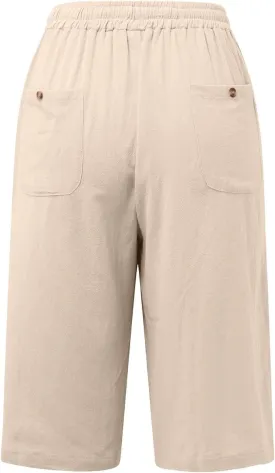 Cotton Linen Shorts for Women Casual Loose Bermuda Shorts Summer Solid Color Elastic Waist Drawstring Beach Pants