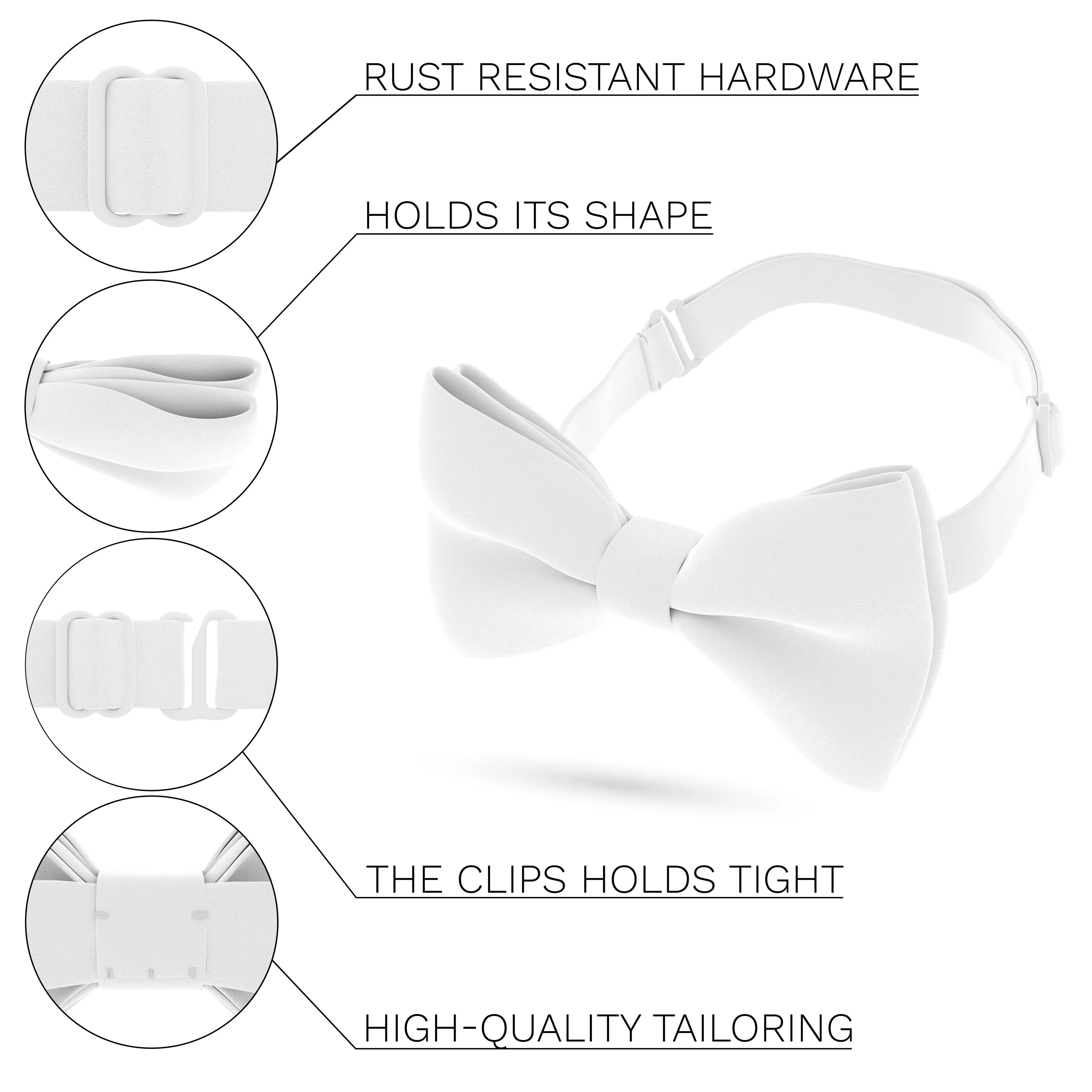 Crape White Bow Tie
