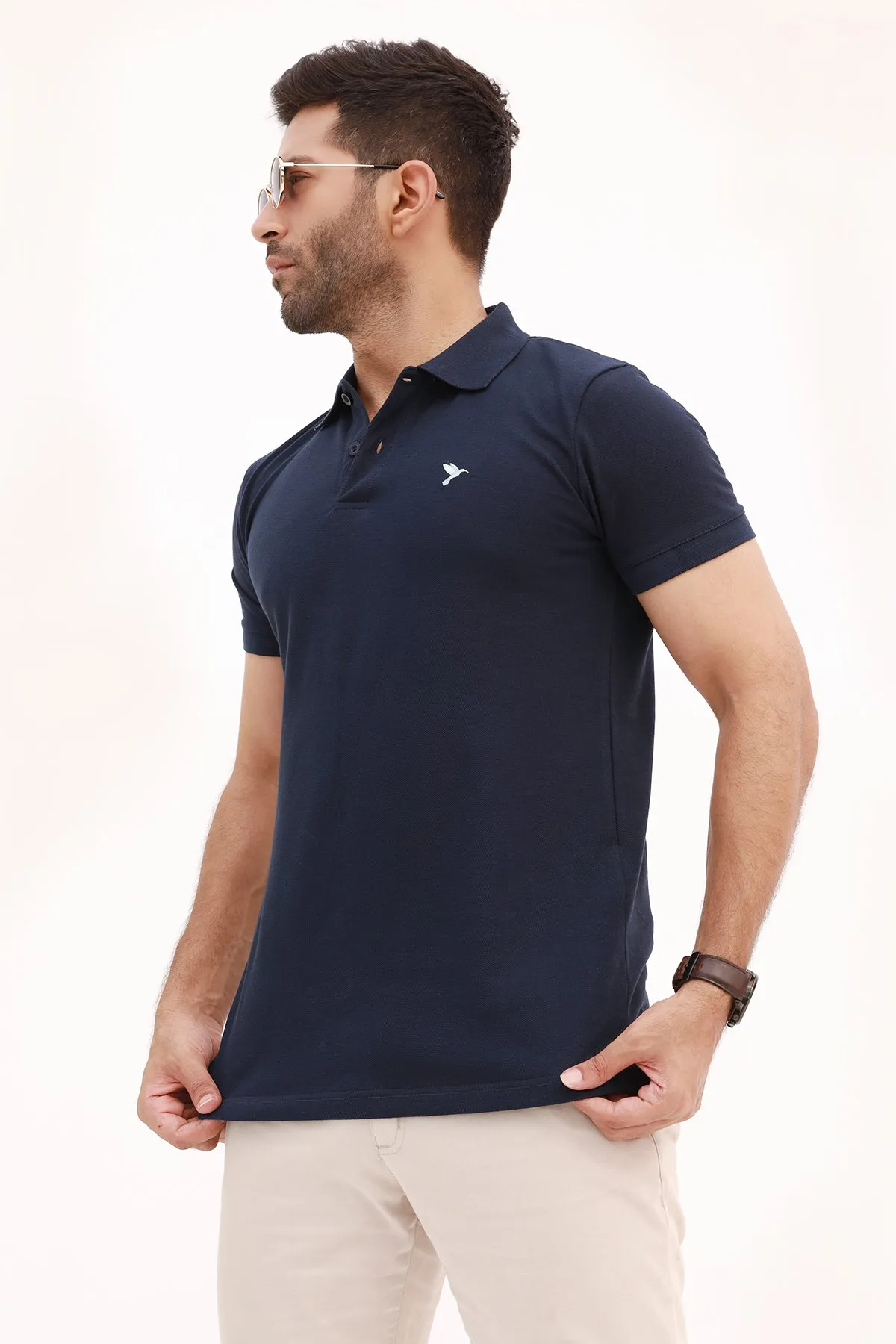 Dark Blue Embroidered Polo Shirt - S22 - MP0096R