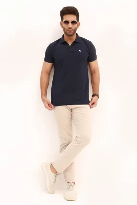 Dark Blue Embroidered Polo Shirt - S22 - MP0096R