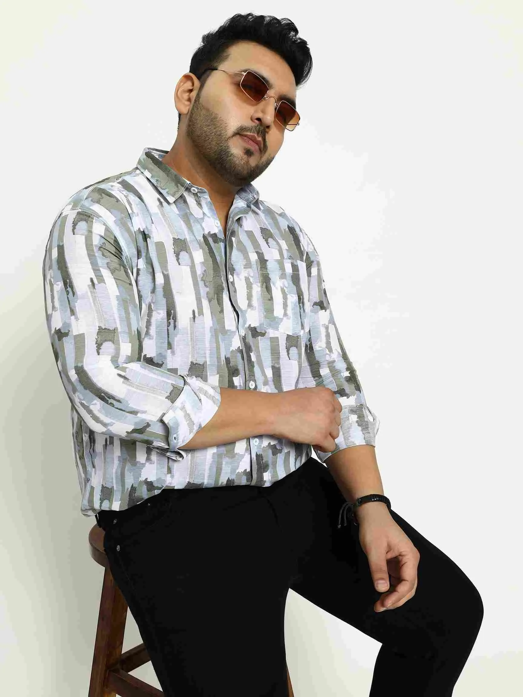 Green Block Color Cotton Lee Shirt