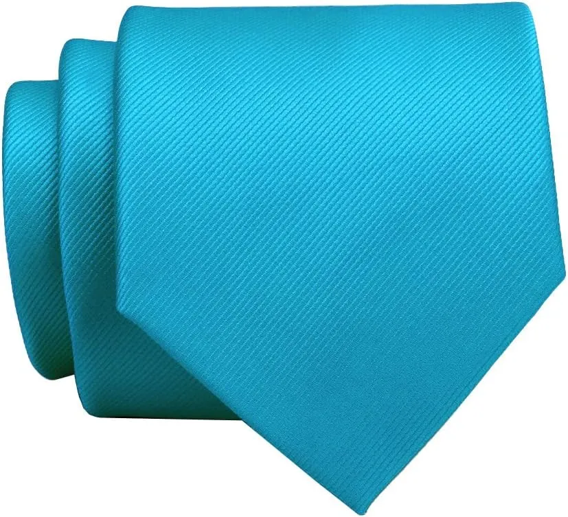 GUSLESON 3.15"8cm Solid Color Necktie and Pocket Square Cufflinks Sets For Men   Gift Box