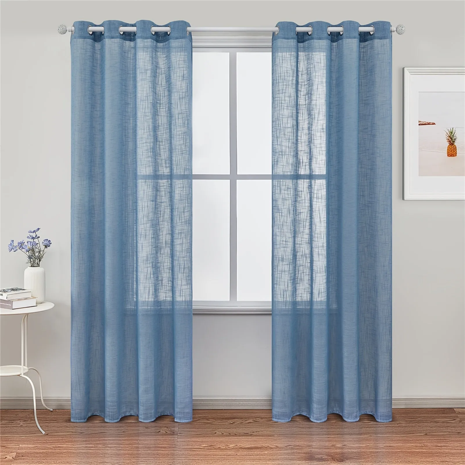 kkboxly 1pc Elegant Linen Semi Blackout Curtain - Enhance Privacy and Style with Grommet Top, Perfect for Bedroom, Living Room, and More