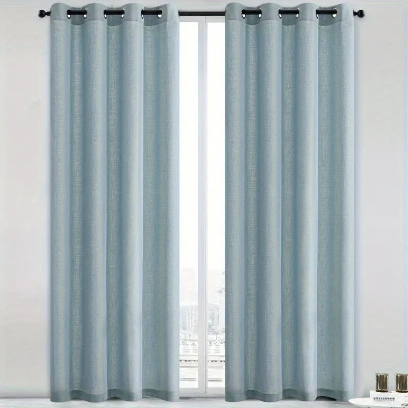 kkboxly 1pc Translucent Polyester Linen Curtains, Grommet Top Window Treatment For Bedroom Living Room Room Dining Room Home Decor