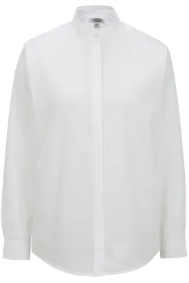 Ladies' White Banded Collar Broadcloth Shirt