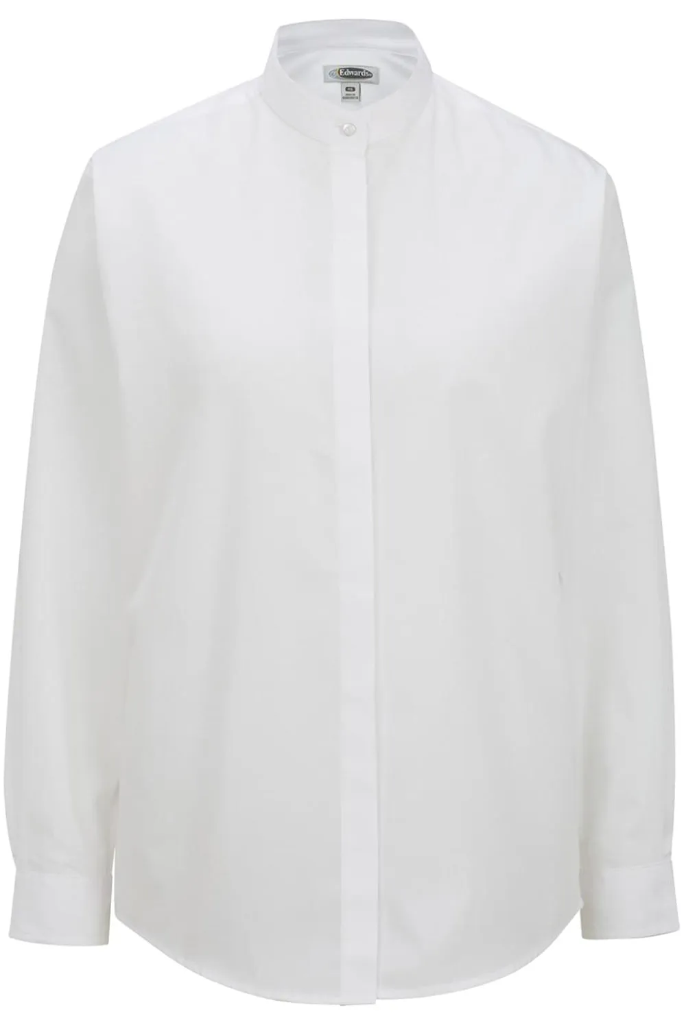 Ladies' White Banded Collar Broadcloth Shirt
