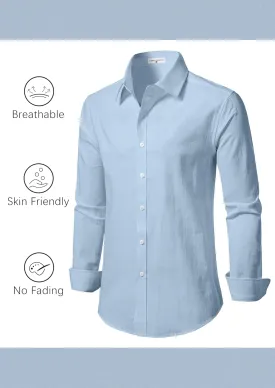 Linen Shirts for Men Casual Button Down Long Sleeve Shirt Solid Summer Beach Hawaiian Shirts
