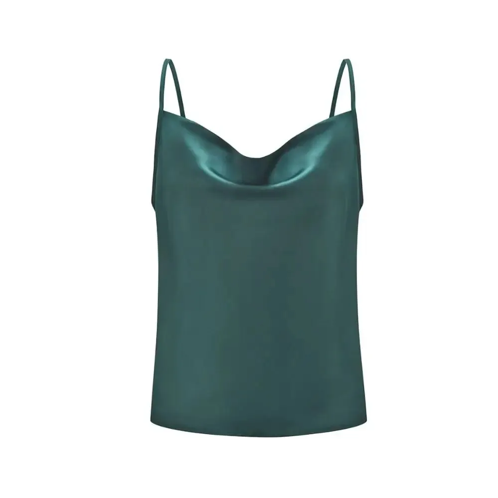 LVSANW White Basic Women Silk-Like Satin Tops Vest Summer Sexy Camis Tank For Ladies Strappy Camisole Top Shirts Grunge Femme Clothes