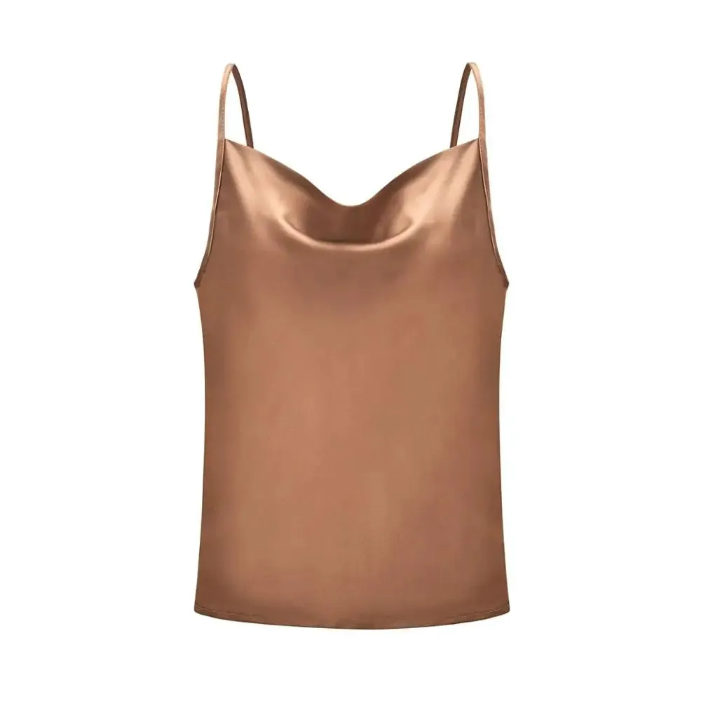 LVSANW White Basic Women Silk-Like Satin Tops Vest Summer Sexy Camis Tank For Ladies Strappy Camisole Top Shirts Grunge Femme Clothes