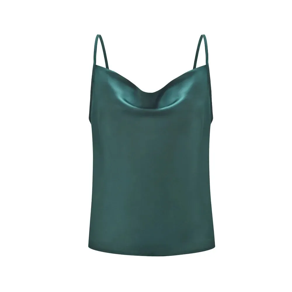 LVSANW White Basic Women Silk-Like Satin Tops Vest Summer Sexy Camis Tank For Ladies Strappy Camisole Top Shirts Grunge Femme Clothes