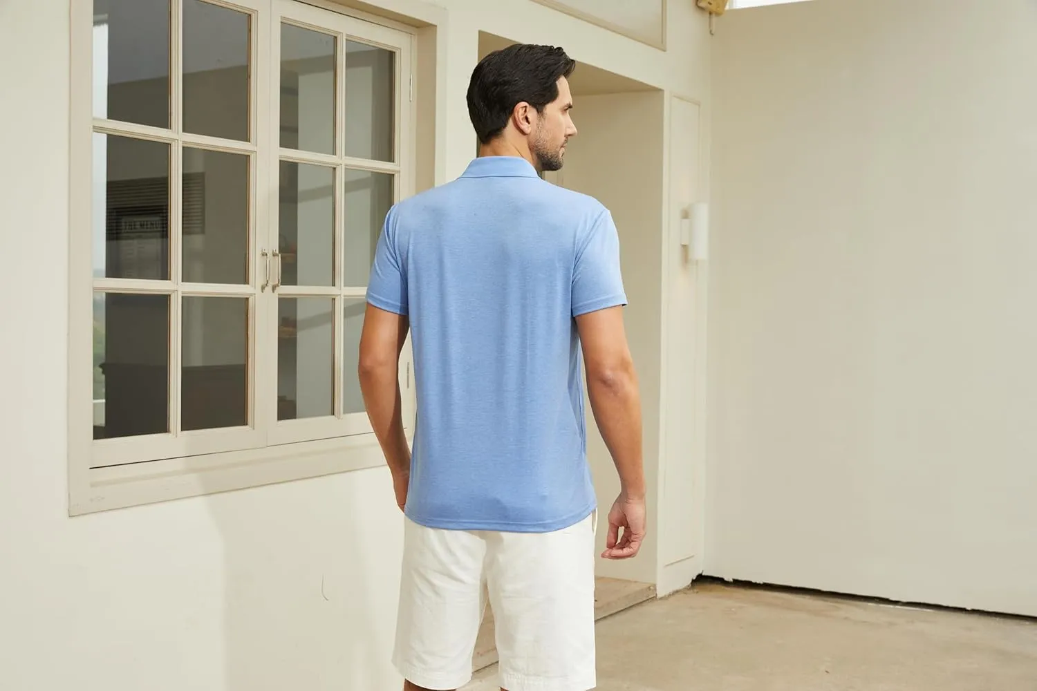 Men Polo Shirt Short Sleeve Casual Classic Cotton Summer Collar Shirts Button Solid Color Basic Polo T Shirt with Pocket