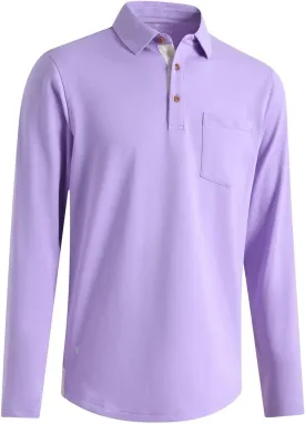 Mens Long and Short Sleeve Polo Shirts Pocket Casual Solid Cotton Blend Drop Cut Collared Polo Shirts for Men