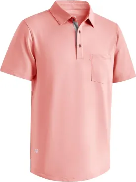 Mens Long and Short Sleeve Polo Shirts Pocket Casual Solid Cotton Blend Drop Cut Collared Polo Shirts for Men