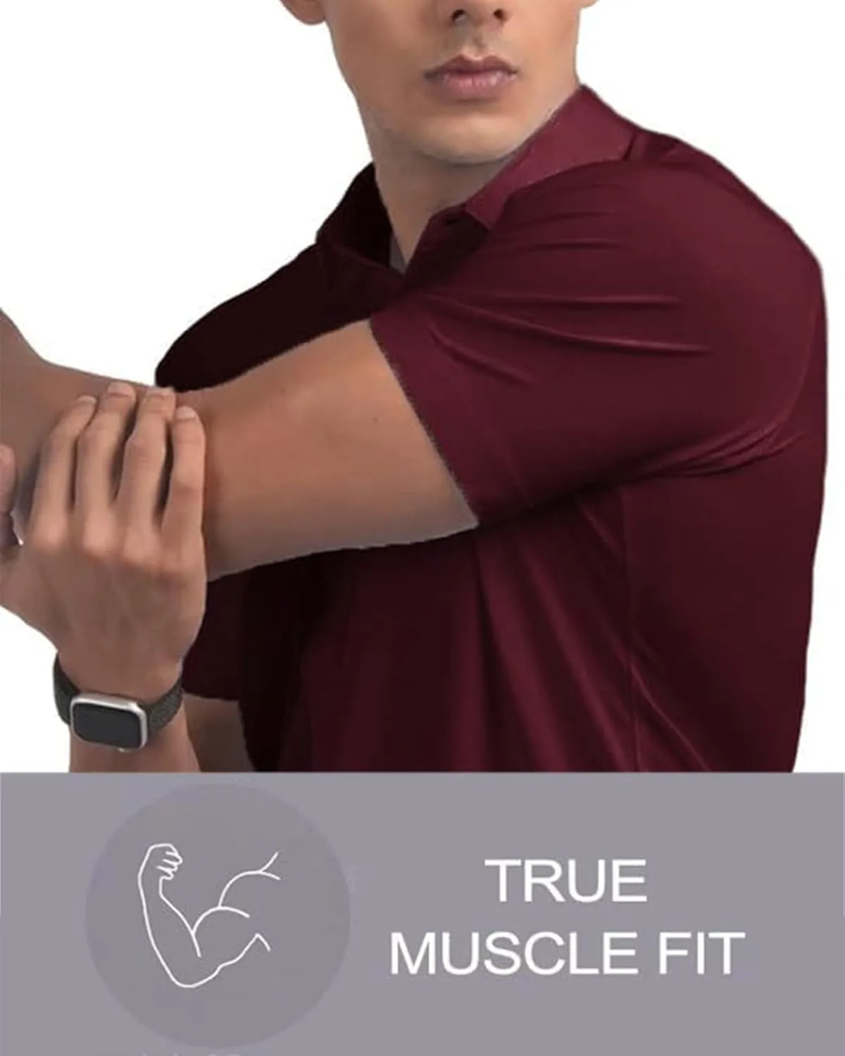Men's Muscle Fit Dress Shirts Short Sleeve Button Down Slim Fit Stretch Wrinkle Summer Shirt for Men