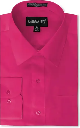 Mens Regular fit Solid Dress Shirts w/Convertible Cuffs