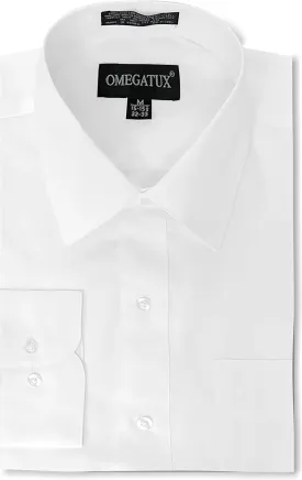 Mens Regular fit Solid Dress Shirts w/Convertible Cuffs