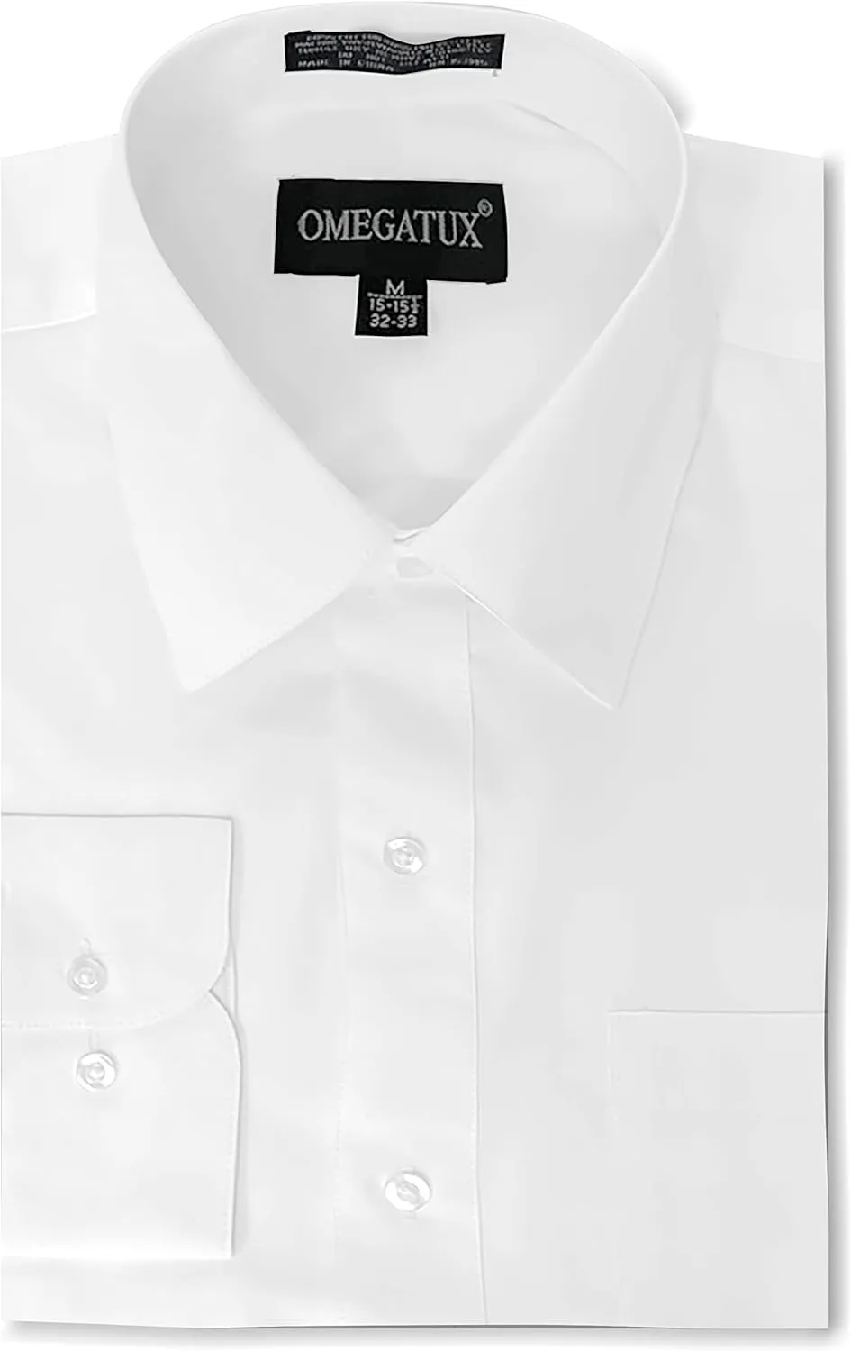 Mens Regular fit Solid Dress Shirts w/Convertible Cuffs