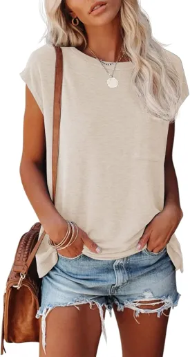 MIROL Women's Short Sleeve Tunic Tops 2025 Basic Loose T Shirts Solid Color Batwing Sleeve Casual Tee