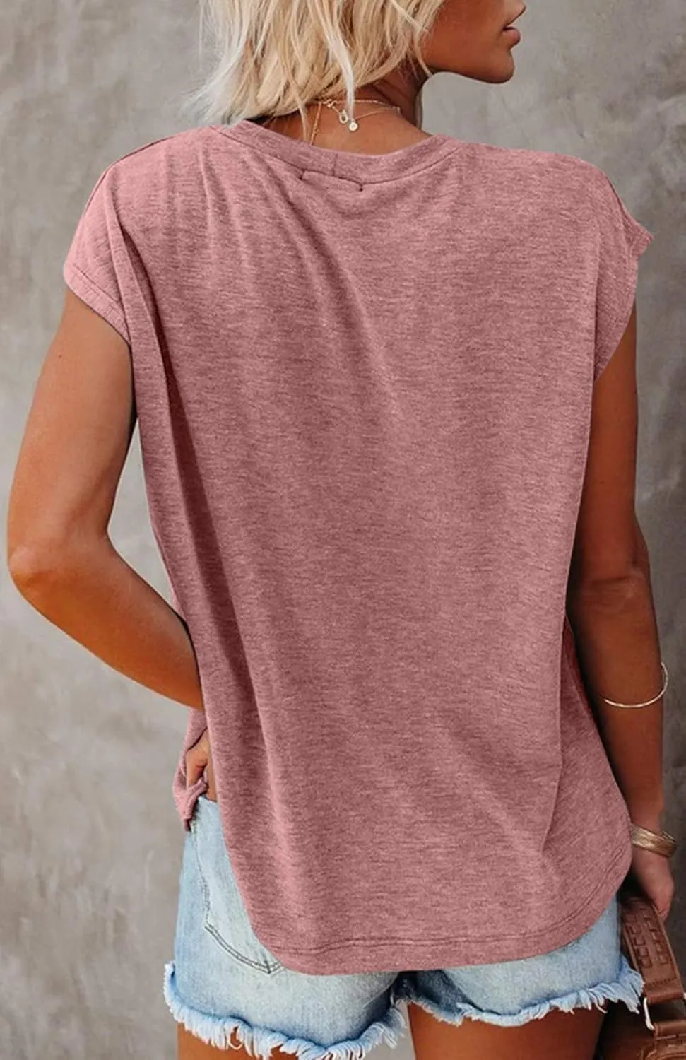 MIROL Women's Short Sleeve Tunic Tops 2025 Basic Loose T Shirts Solid Color Batwing Sleeve Casual Tee