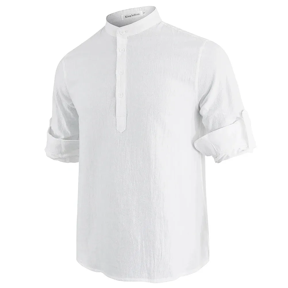 New Men's Casual Blouse Cotton Linen Shirt Loose Tops Long Sleeve Tee Shirt Spring Autumn Casual Handsome Men's Shirts