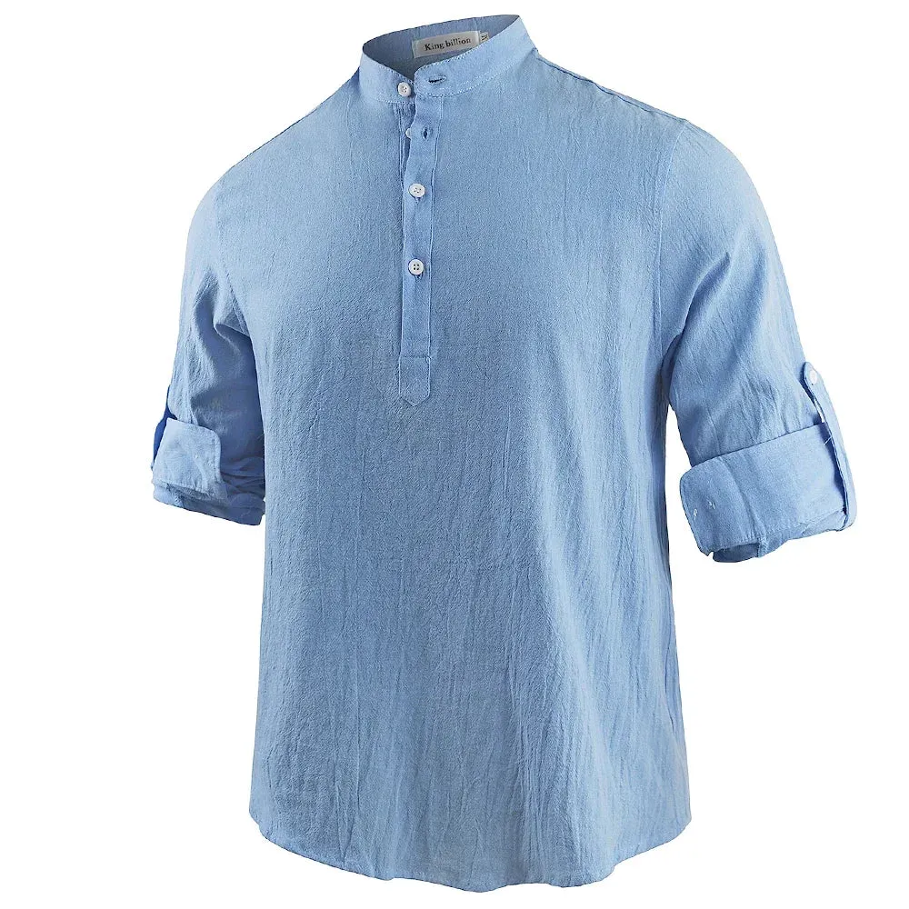 New Men's Casual Blouse Cotton Linen Shirt Loose Tops Long Sleeve Tee Shirt Spring Autumn Casual Handsome Men's Shirts