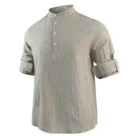 New Men's Casual Blouse Cotton Linen Shirt Loose Tops Long Sleeve Tee Shirt Spring Autumn Casual Handsome Men's Shirts