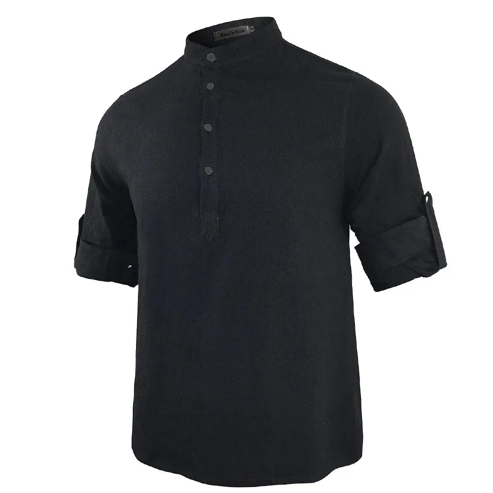 New Men's Casual Blouse Cotton Linen Shirt Loose Tops Long Sleeve Tee Shirt Spring Autumn Casual Handsome Men's Shirts