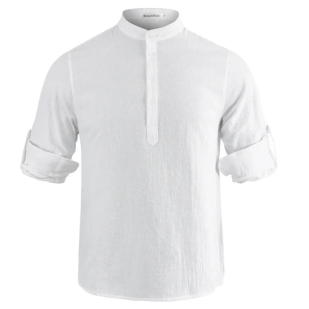 New Men's Casual Blouse Cotton Linen Shirt Loose Tops Long Sleeve Tee Shirt Spring Autumn Casual Handsome Men's Shirts