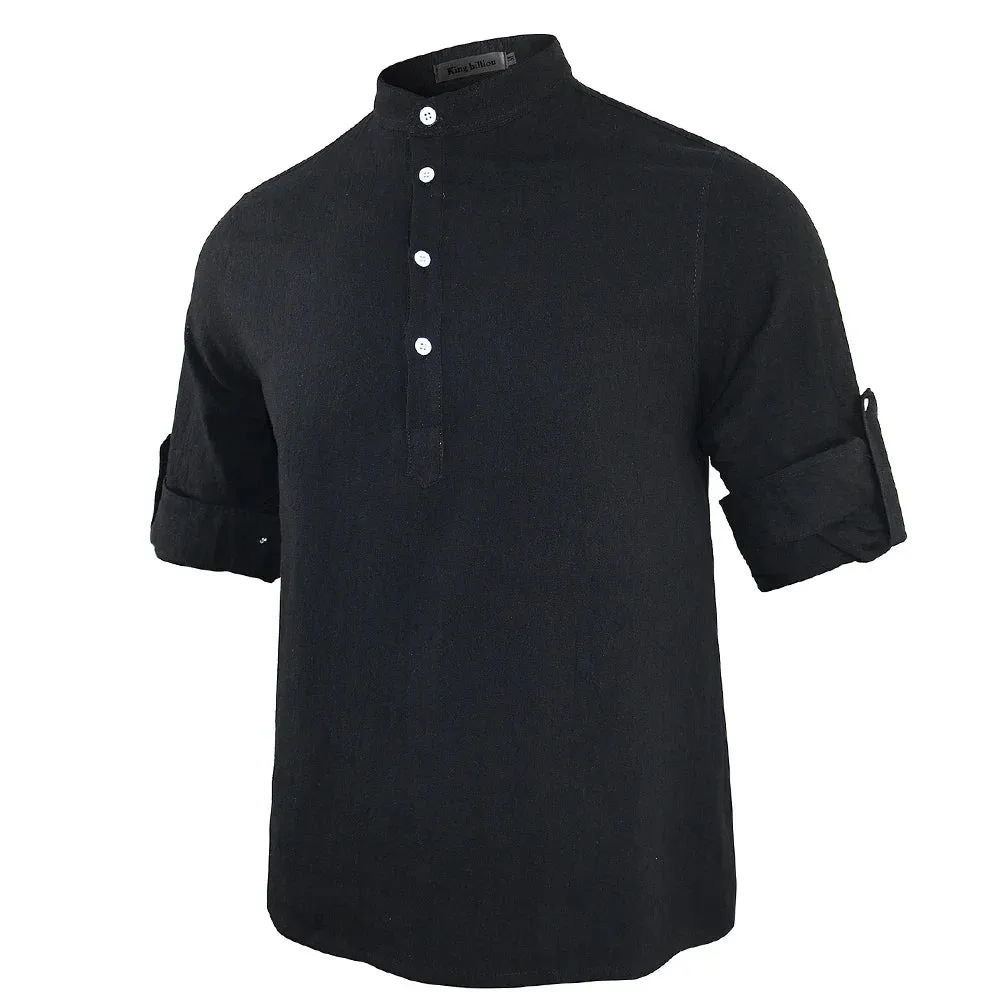 New Men's Casual Blouse Cotton Linen Shirt Loose Tops Long Sleeve Tee Shirt Spring Autumn Casual Handsome Men's Shirts