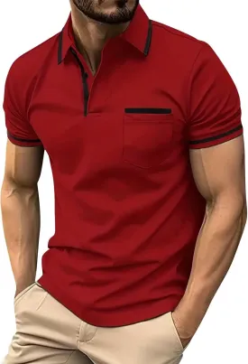 Polo Shirts for Men 2025 Short Sleeve Casual Tshirt Color Block Slim Fit Golf Shirt with Pocket