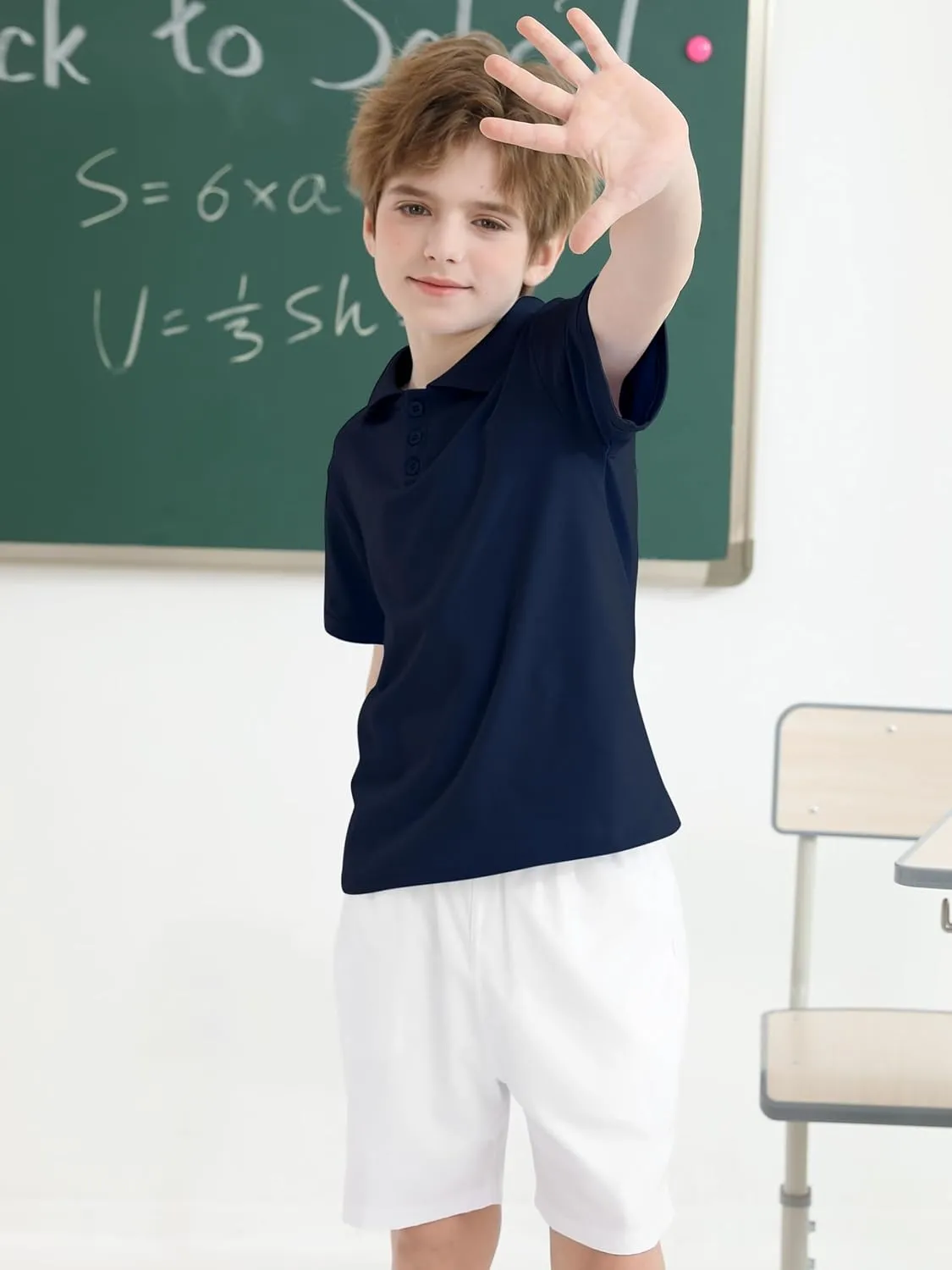 Poroka 4 Pack Boys Children's Cotton Short Sleeve Polo Shirts Solid Boys School Uniform Polo Short Sleeve