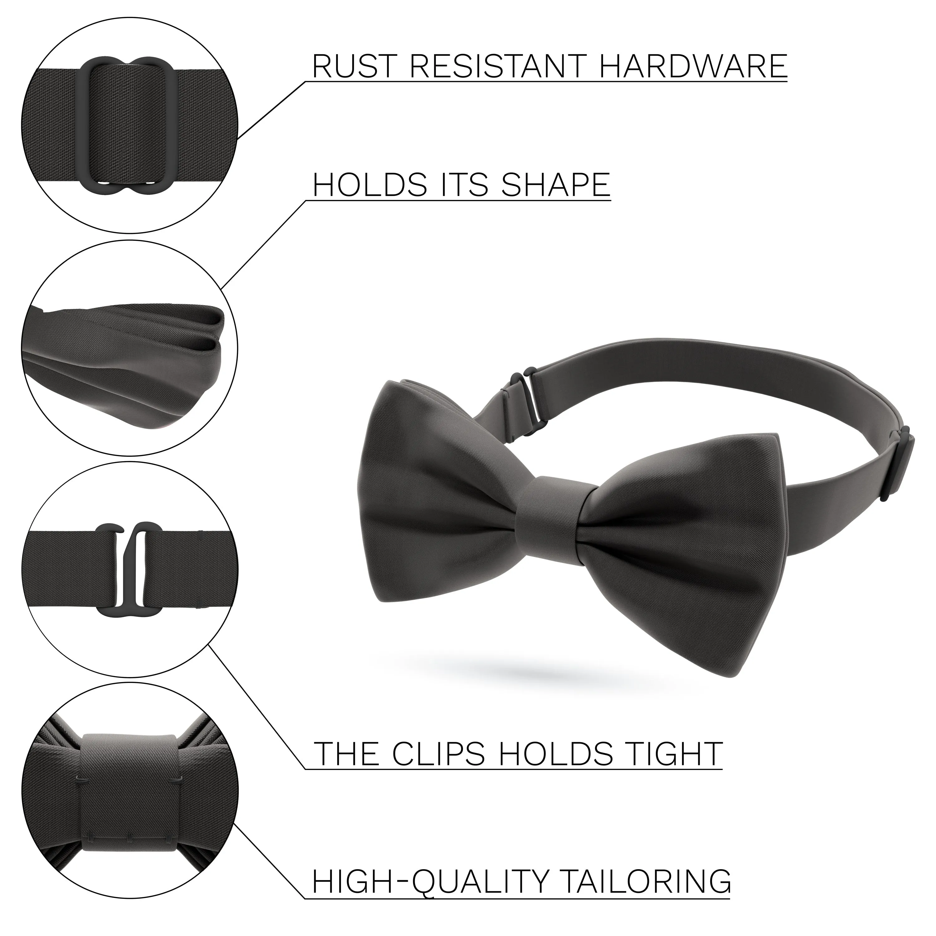 Satin Black Bow Tie