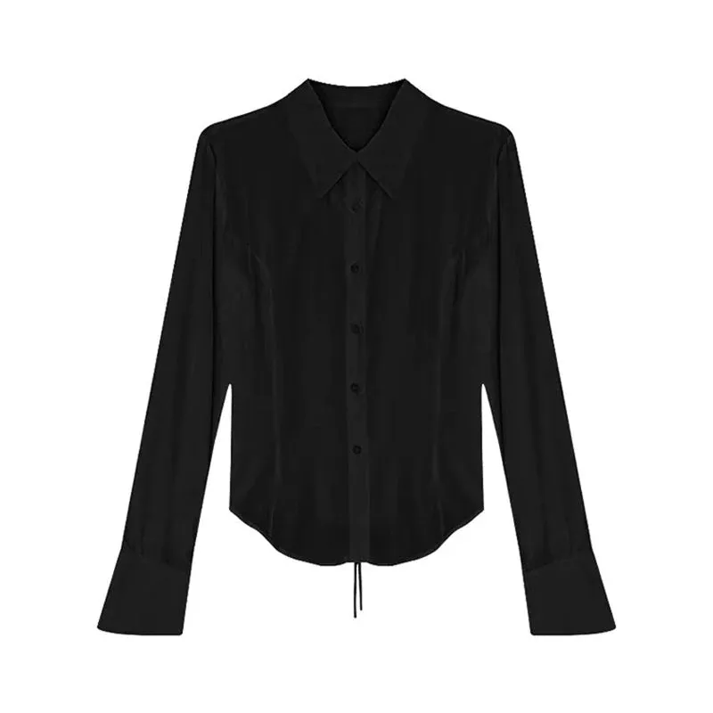 Sexy Slim Bandage Shirts Women Y2K Fashion Lapel Bell Sleeve White Blouses Female Korean Streetwear Spring Buttons Tops New