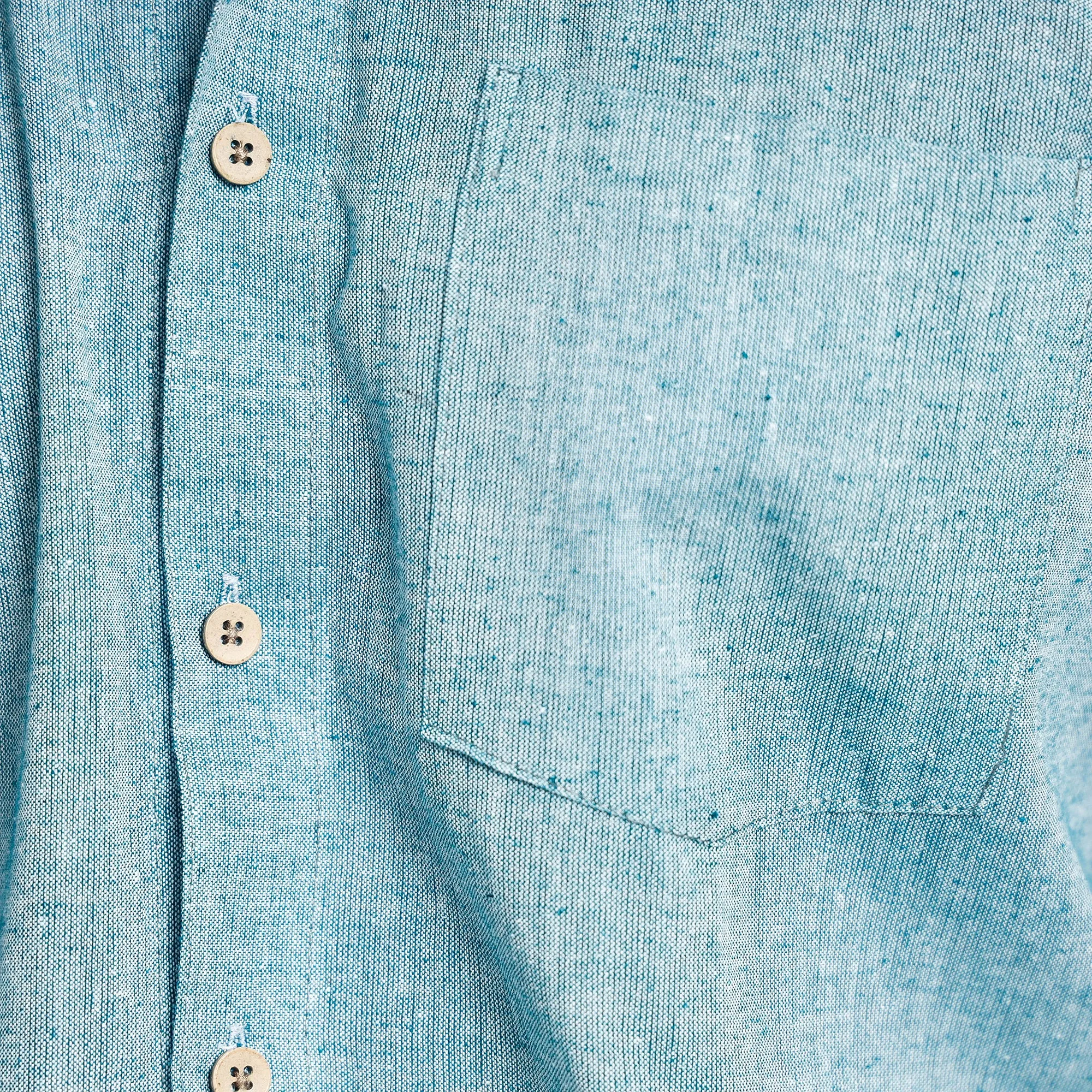 Sky Blue - Plain Handloom Cotton Men Half Sleeve Shirt
