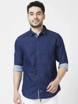 Spykar Men Dark Blue Cotton Regular Slim Fit Full Sleeve Denim Shirt
