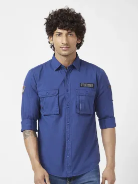 Spykar Men Indigo Blue Twill Regular Slim Fit Full Sleeve Denim Shirt